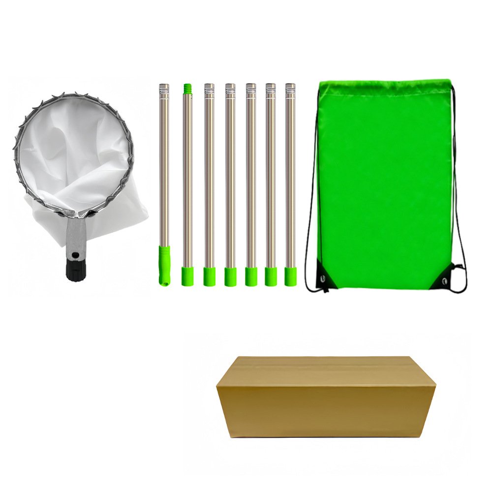 V888-ELOSUNG40966-202601050931-00 Green Telescopic Fruit Picker Tool with Stainless Steel Extension Pole Carbon Steel Head and Large Bag for Apples Peaches Oranges Australian Home Orchards(2.8m) - Image 1
