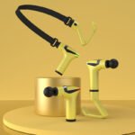 Yellow Professional Massage Gun with Extension Handle and Back Strap 12 Speeds Deep Tissue Muscle Relief for Home Gym and Australian Athletes