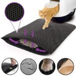 2-PCS Beige Double Layer Cat Litter Mat Honeycomb Design Waterproof EVA Trapping Mat for Litter Box Tracking Control 40x50cm Easy Clean Australian Pet Supplies - Image 2