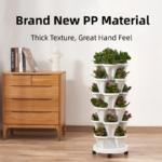 Purple 3-Tier Stackable Strawberry & Vegetable Planter with Mobile Wheel Tray - Space-Saving Vertical Gardening System - Image 3