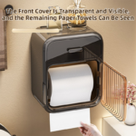 Latte No-Drill Wall Mounted Toilet Paper Holder with Storage Shelf and Drawer - Waterproof Bathroom Tissue Dispenser for Roll & Face Tissue - Image 5