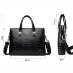 Blue Men's Luxury Crocodile Embossed PU Leather Briefcase(39 x 8 x 28 CM) With FREE Crocodile Wallet - Dual-Zip Business Shoulder/Crossbody Laptop Bag (Fits 14-inch) - Image 5