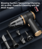 4-in1 Black Wireless Compact Handheld Car Vacuum Cleaner & Air Duster  with 5 Nozzles/Brushes- 15000 Pa Ultra-Powerful Blower/Suction Tool for Auto, Home & Office - Image 4