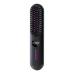 S01 Black Cordless Hair Straightener Brush - 2-in-1 Curling & Straightening Tool with LED Power Display and 7-Level Temp Control, Mini Quick Heat Anti-Damage