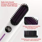 S01 Black Cordless Hair Straightener Brush - 2-in-1 Curling & Straightening Tool with LED Power Display and 7-Level Temp Control, Mini Quick Heat Anti-Damage - Image 4