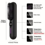 S01 White Cordless Hair Straightener Brush - 2-in-1 Curling & Straightening Tool with LED Power Display and 7-Level Temp Control, Mini Quick Heat Anti-Damage - Image 2
