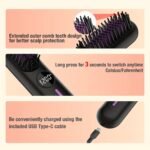 S01 White Cordless Hair Straightener Brush - 2-in-1 Curling & Straightening Tool with LED Power Display and 7-Level Temp Control, Mini Quick Heat Anti-Damage - Image 5
