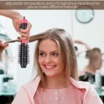 2-in-1 Black-Purple Negative Ion Hot Air Styler Brush - 7-Level Temp & 3-Gear Speed, Fast Drying Blow Dryer & Volumizing Straight/Curling Comb - Image 6