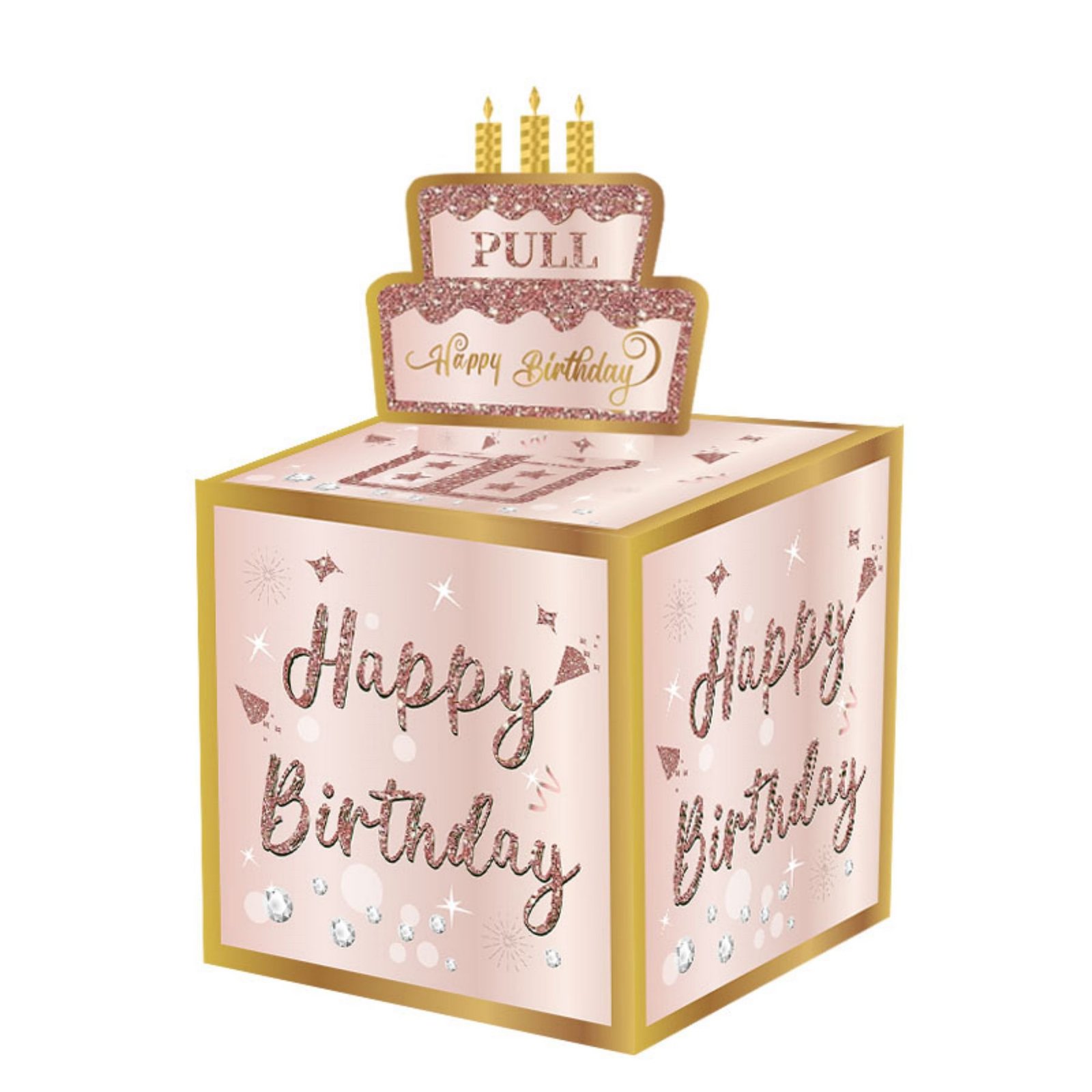 V888-ELOSUNG42114-202512011915-00 01 Pink-Gold Christmas Surprise Money Pull Box - Double-Layer Digital Design for Festive Gifts, Birthday, and Holiday Party Decor - Image 1