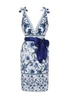 XXL Size Blue Print Women's Sexy One-Piece Swimsuit Set With Matching Wrap Skirt  - European/American Style Bikini with Built-in Pads - Image 2