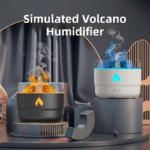 176 Black Simulation Turret Diffuser & Humidifier - Smart Timer Ultrasonic Mister with Volcano Lava Crack Shell and Colorful Light - Image 3