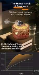 176 Black Simulation Turret Diffuser & Humidifier - Smart Timer Ultrasonic Mister with Volcano Lava Crack Shell and Colorful Light - Image 5