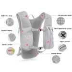 Black-White 5L Ultra-Light Hydration Running Vest - Quick-Dry Trail Running & Marathon Backpack with Night Reflective Safety - Image 4