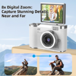 Yellow 4K Compact Digital CCD Camera for Vlogging & Students - Portable Point and Shoot with 2.4-inch Rotating Screen, 8X Optical Zoom, and Anti-Shake - Image 2