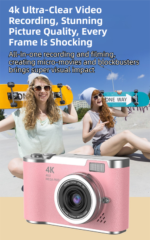 Yellow 4K Compact Digital CCD Camera for Vlogging & Students - Portable Point and Shoot with 2.4-inch Rotating Screen, 8X Optical Zoom, and Anti-Shake - Image 6