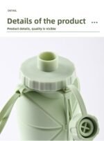 Green Portable Food Grade Silicone Collapsible Sports Water Bottle 600ML - Folding down 80% , Low High Temperature Resistant - Image 5