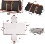 Brown 56-75L Large Capacity Foldable Garment Duffel Bag with Shoe Pouch - PU Leather Convertible Suit Carrier, Anti-Wrinkle Travel & Weekender Bag - Image 6