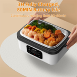 1L Black Cordless Waterless Heated Lunch Box - Portable 304 Stainless Steel Bento Box for Picnic Students Office Workers, Timed Insulation & USB Rechargeable - Image 3