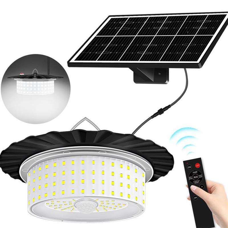 V888-ELOSUNG42343-202512111410-00 244 LED Solar Motion Sensor Pendant Light - IP65 Waterproof Barn/Patio Light with 4 Remote Modes and High Lumen Output - Image 1
