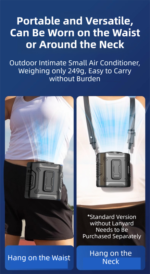 Black Portable Waist Fan - Construction Site Cooling Solution with 360Â° Turbo Ice Engine, 100 Speed Gears, and LED Light - Image 6