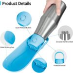 Light Blue 27oz Food-Grade 304 Stainless Steel Pet Water Bottle - Portable Dog and Cat Travel Cup, Outdoor Feeder for Walks and Hikes - Image 4