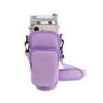 40oz Rose Red Insulated Tumbler Carrier Sleeve with Adjustable Shoulder Strap - Neoprene Triple-Pocket Holder for Outdoor and Car Use - Image 2