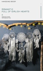 5-Piece Bohemian Handmade Dreamcatcher Wall Hanging Set (Grey) - Nordic Style Feather Room Decor with Premium Gift Box - Image 3