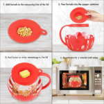 2.25QT Red Borosilicate Glass Microwave Popcorn Popper - Healthy Chemical-Free Snack Maker - Dishwasher Safe & Wide Mouth Design - Image 4