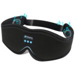 Black 3D Wireless Bluetooth Sleep Mask with Integrated Stereo Headphones - 100% Blackout Memory Foam Eye Mask, Ultra-Long Battery Life & Washable Design