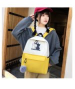 4-Piece Green Student Backpack Set with Cat Print - Durable Canvas School Bag Combo - Includes Backpack, Tote Bag, Crossbody Bag & Pencil Case - Image 5