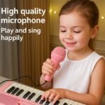 Portable Kids' Electronic Piano with Sheet Music and Microphone - Professional 37-Key Tactile Feedback, Support Recording & Multiple Performance Modes, Beginner-Friendly & Durable Musical Toy(Peach Powder) - Image 4