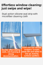 3-in-1 Spray Window Squeegee with 35cm Clean-Panel & 115cm Extension Pole - Multi-functional Spray, Scrub & Squeegee Tool with 3 Microfiber Cloths - Image 3