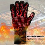 One Pair Black Extreme Heat Resistant BBQ Gloves (800Â°C/1472Â°F) - Non-Slip Silicone Coated Fireproof Mitts for Smoker, Oven & Industrial Use - Image 2
