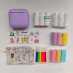 Purple X6 Mini Portable Bluetooth Instant Photo & Note Printer for Students - Deluxe 20-Piece Gift Set with 12 Paper Rolls, Color Pens & Storage Bag