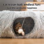 2-in-1 Dark Grey Tie-Dye Donut-Shaped Cat Tunnel Bed -  Spacious 85cm Pet Play Tunnel & Lounger, Durable Fabric for Cats & Kittens - Image 3