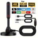 Digital HDTV Antenna with 5M Cable & Signal Booster for 4K High Gain 37dBi Reception - 360Â° Omnidirectional Indoor/Outdoor Antenna Compatible with DVB-T/T2, ATSC, ISDB-T