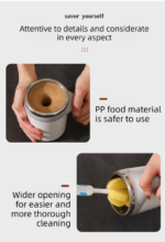 380ML White Magnetic Self-Stirring Coffee Mug - USB Charging, Leak-Proof Stainless Steel Electric Mixer Cup for Coffee & Milk - Image 4