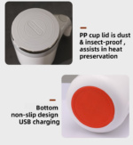 380ML White Magnetic Self-Stirring Coffee Mug - USB Charging, Leak-Proof Stainless Steel Electric Mixer Cup for Coffee & Milk - Image 5