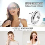 3-Piece Anxiety Spinner Meditation Bands Set - Full Zircon Inlaid Stainless Steel Rings for Stress Relief - US Size 10 - Image 2
