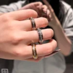 3-Piece Anxiety Spinner Meditation Bands Set - Full Zircon Inlaid Stainless Steel Rings for Stress Relief - US Size 10 - Image 5