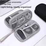 2-PCS Grey Double Layer Travel Electronics Organizer Bag Waterproof Cable Pouch for Power Bank and Phone Portable Storage for Australians - Image 2