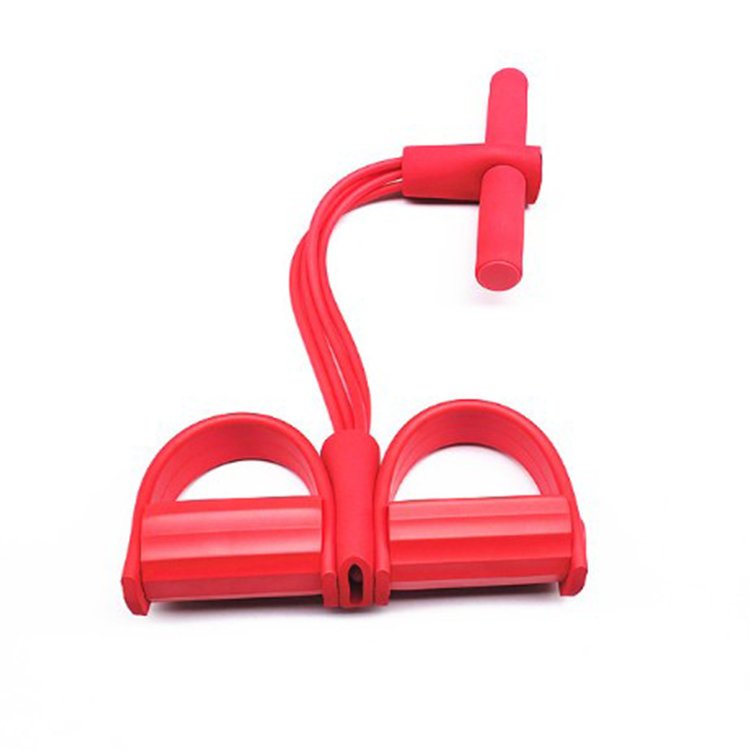 V888-ELOSUNG43126-202601081105-00 Red Home Multi-Function Foot Pedal Resistance Trainer – 4-Strand Elastic Pull Rope for Abdominal Exercise, Sit-Up Assistance, and Full-Body Fitness (Unisex) - Image 1