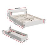 Artiss Bed Frame Queen Size Mattress Base wtih Charging Ports 2 Storage Drawers - Image 2