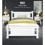 Artiss Bed Frame King Single Size Wooden White RIO - Image 3