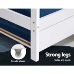 Artiss Bed Frame Wooden Trundle Daybed Kids House Frame White HOLY - Image 6