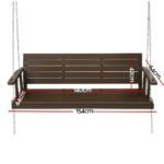 Gardeon Porch Swing Chair with Chain Outdoor Furniture 3 Seater Bench Wooden Brown - Image 2