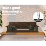 Gardeon Porch Swing Chair with Chain Outdoor Furniture 3 Seater Bench Wooden Brown - Image 4