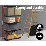 Giantz 4x1.8M Garage Shelving Warehouse Rack Pallet Racking Storage Shelve Black - Image 4