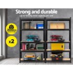 Giantz 2x1.8M Garage Shelving Warehouse Rack Pallet Racking Storage Shelf Black - Image 3