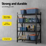 2Mx1.5M Giantz Garage Shelving Warehouse Rack Black - Image 4